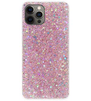 ADEL Premium Siliconen Back Cover Softcase Hoesje voor iPhone 12 (Pro) - Bling Bling Roze