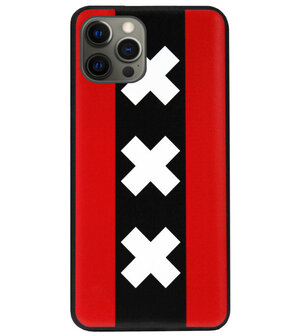 ADEL Siliconen Back Cover Softcase Hoesje voor iPhone 12 (Pro) - Amsterdam Andreaskruisen