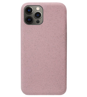 ADEL Tarwe Stro TPU Back Cover Softcase Hoesje voor iPhone 12 (Pro) - Duurzaam Afbreekbaar Milieuvriendelijk Roze
