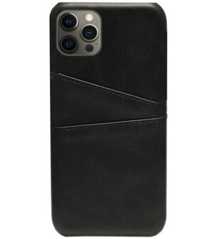 ADEL Kunstleren Back Cover Pasjes Hoesje voor iPhone 12 Pro Max - Zwart