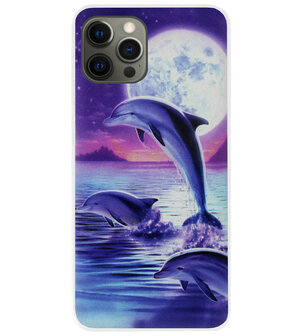 ADEL Kunststof Back Cover Hardcase Hoesje voor iPhone 12 Pro Max - Dolfijn Blauw