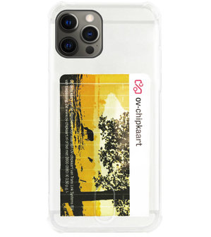 ADEL Siliconen Back Cover Softcase Hoesje voor iPhone 12 Pro Max - Pasjeshouder Doorzichtig