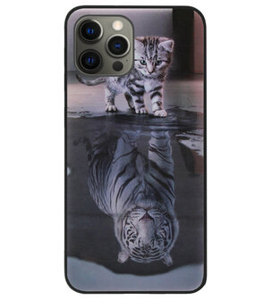 ADEL Siliconen Back Cover Softcase Hoesje voor iPhone 12 Pro Max - Poezen Schaduw Tijger