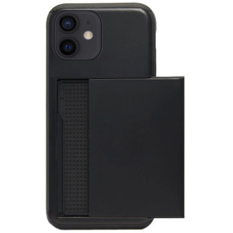 ADEL Kunststof Back Cover Hardcase Hoesje voor iPhone 12 Mini - Pasjeshouder Zwart