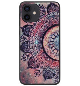 ADEL Siliconen Back Cover Softcase Hoesje voor iPhone 12 Mini - Mandala Bloemen Rood