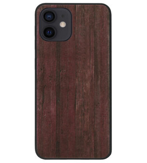 ADEL Siliconen Back Cover Softcase Hoesje voor iPhone 12 Mini - Hout Design Bruin