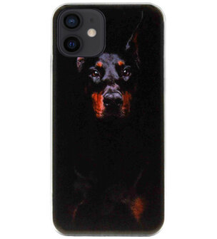 ADEL Siliconen Back Cover Softcase Hoesje voor iPhone 12 Mini - Dobermann Pinscher Hond