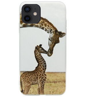 ADEL Siliconen Back Cover Softcase Hoesje voor iPhone 12 Mini - Giraf