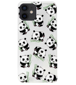ADEL Siliconen Back Cover Softcase Hoesje voor iPhone 12 Mini - Panda Liggend