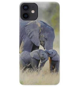 ADEL Siliconen Back Cover Softcase Hoesje voor iPhone 12 Mini - Olifant Familie