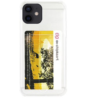 ADEL Siliconen Back Cover Softcase Hoesje voor iPhone 12 Mini - Pasjeshouder Doorzichtig