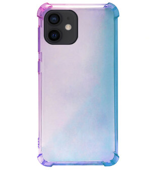ADEL Siliconen Back Cover Softcase Hoesje voor iPhone 12 Mini - Kleurovergang Blauw Paars