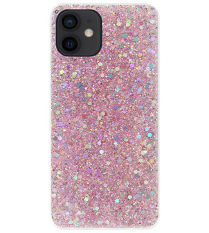 ADEL Premium Siliconen Back Cover Softcase Hoesje voor iPhone 12 Mini - Bling Bling Roze