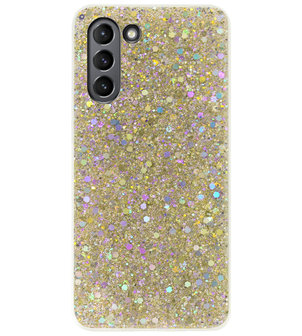 ADEL Premium Siliconen Back Cover Softcase Hoesje voor Samsung Galaxy S21 - Bling Bling Glitter Goud