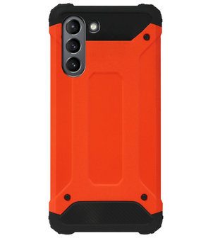 WLONS Rubber Kunststof Bumper Case Hoesje voor Samsung Galaxy S21 Plus - Oranje