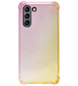 ADEL Siliconen Back Cover Softcase Hoesje voor Samsung Galaxy S21 Plus - Kleurovergang Roze Geel