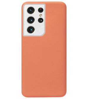 ADEL Premium Siliconen Back Cover Softcase Hoesje voor Samsung Galaxy S21 Ultra - Oranje