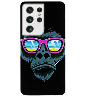 ADEL Siliconen Back Cover Softcase Hoesje voor Samsung Galaxy S21 Ultra - Gorilla Apen
