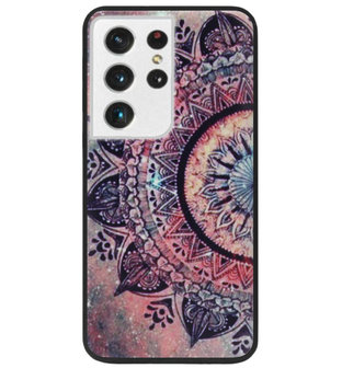 ADEL Siliconen Back Cover Softcase Hoesje voor Samsung Galaxy S21 Ultra - Mandala Bloemen Rood