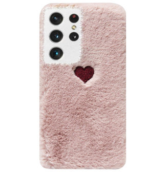 ADEL Siliconen Back Cover Softcase Hoesje voor Samsung Galaxy S21 Ultra - Hartjes Roze