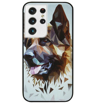 ADEL Siliconen Back Cover Softcase Hoesje voor Samsung Galaxy S21 Ultra - Duitse Herder Hond