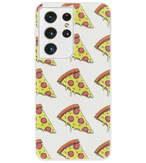 ADEL Siliconen Back Cover Softcase Hoesje voor Samsung Galaxy S21 Ultra - Junkfood Pizza