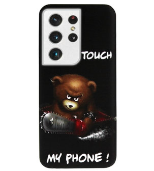 ADEL Siliconen Back Cover Softcase Hoesje voor Samsung Galaxy S21 Ultra - Don&#039;t Touch My Phone Beren
