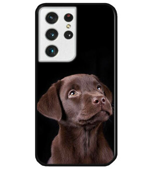 ADEL Siliconen Back Cover Softcase Hoesje voor Samsung Galaxy S21 Ultra - Labrador Retriever Hond Bruin