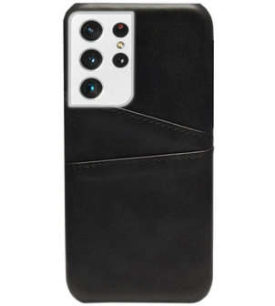 ADEL Kunstleren Back Cover Pasjes Hoesje voor Samsung Galaxy S21 Ultra - Zwart