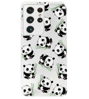 ADEL Siliconen Back Cover Softcase Hoesje voor Samsung Galaxy S21 Ultra - Panda Liggend