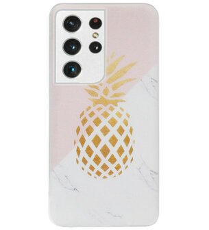 ADEL Siliconen Back Cover Softcase Hoesje voor Samsung Galaxy S21 Ultra - Ananas