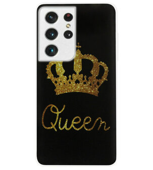 ADEL Siliconen Back Cover Softcase Hoesje voor Samsung Galaxy S21 Ultra - Queen Koningin