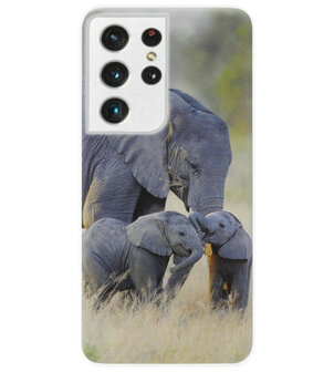 ADEL Siliconen Back Cover Softcase Hoesje voor Samsung Galaxy S21 Ultra - Olifant Familie
