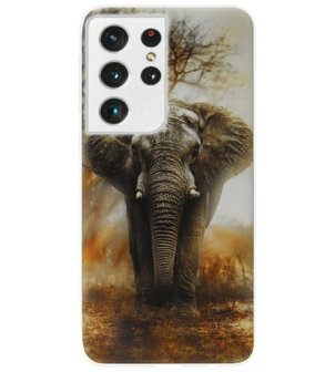 ADEL Siliconen Back Cover Softcase Hoesje voor Samsung Galaxy S21 Ultra - Olifanten