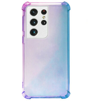 ADEL Siliconen Back Cover Softcase Hoesje voor Samsung Galaxy S21 Ultra - Kleurovergang Blauw Paars