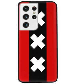 ADEL Siliconen Back Cover Softcase Hoesje voor Samsung Galaxy S21 Ultra - Amsterdam Andreaskruisen