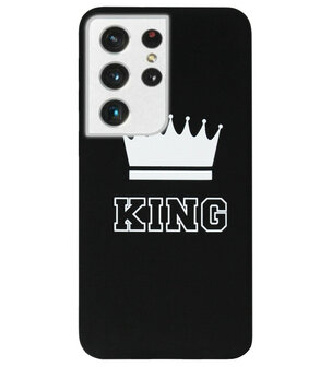 ADEL Siliconen Back Cover Softcase Hoesje voor Samsung Galaxy S21 Ultra - King