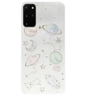 ADEL Siliconen Back Cover Softcase Hoesje voor Samsung Galaxy S20 FE - Ruimte Heelal Bling Glitter Doorzichtig