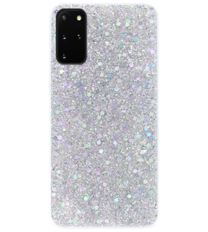 ADEL Premium Siliconen Back Cover Softcase Hoesje voor Samsung Galaxy S20 FE - Bling Bling Glitter Zilver