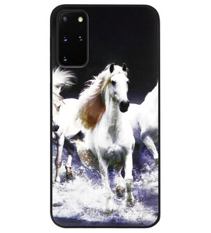 ADEL Siliconen Back Cover Softcase Hoesje voor Samsung Galaxy S20 FE - Paarden Wit