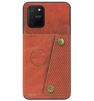 ADEL Kunstleren Back Cover Pasjeshouder Hoesje voor Samsung Galaxy S10 Lite - Bruin