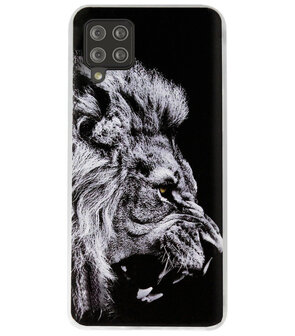 ADEL Siliconen Back Cover Softcase Hoesje voor Samsung Galaxy A42 - Leeuw Zwart