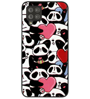 ADEL Siliconen Back Cover Softcase Hoesje voor Samsung Galaxy A42 - Panda Hartjes