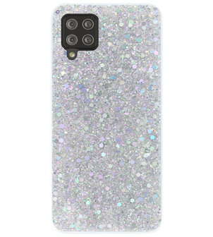 ADEL Premium Siliconen Back Cover Softcase Hoesje voor Samsung Galaxy A42 - Bling Bling Glitter Zilver