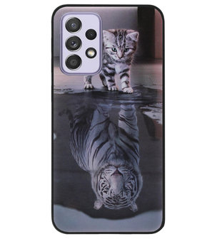 ADEL Siliconen Back Cover Softcase Hoesje voor Samsung Galaxy A72 - Poezen Schaduw Tijger