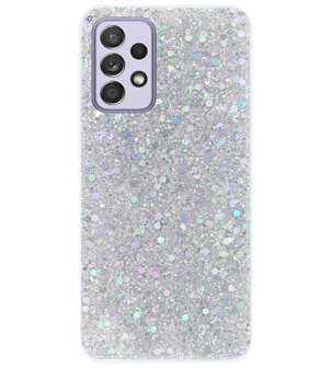 ADEL Premium Siliconen Back Cover Softcase Hoesje voor Samsung Galaxy A72 - Bling Bling Glitter Zilver