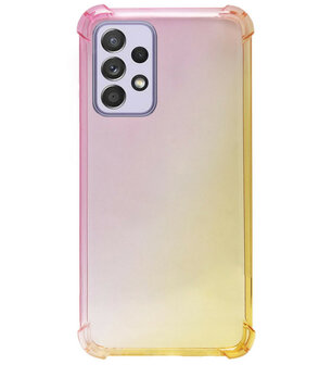 ADEL Siliconen Back Cover Softcase Hoesje voor Samsung Galaxy A72 - Kleurovergang Roze Geel