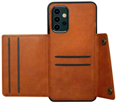 ADEL Kunstleren Back Cover Pasjeshouder Hoesje voor Samsung Galaxy A32 - Bruin