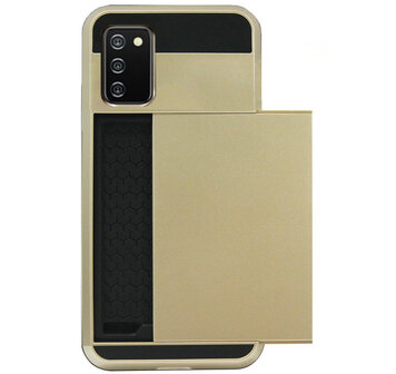 ADEL Kunststof Back Cover Hardcase Hoesje voor Samsung Galaxy A02s - Pasjeshouder Goud