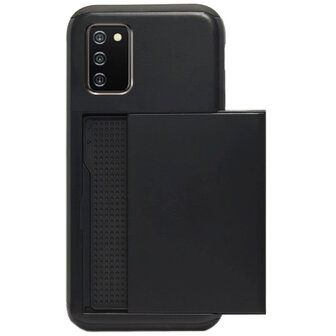 ADEL Kunststof Back Cover Hardcase Hoesje voor Samsung Galaxy A02s - Pasjeshouder Zwart